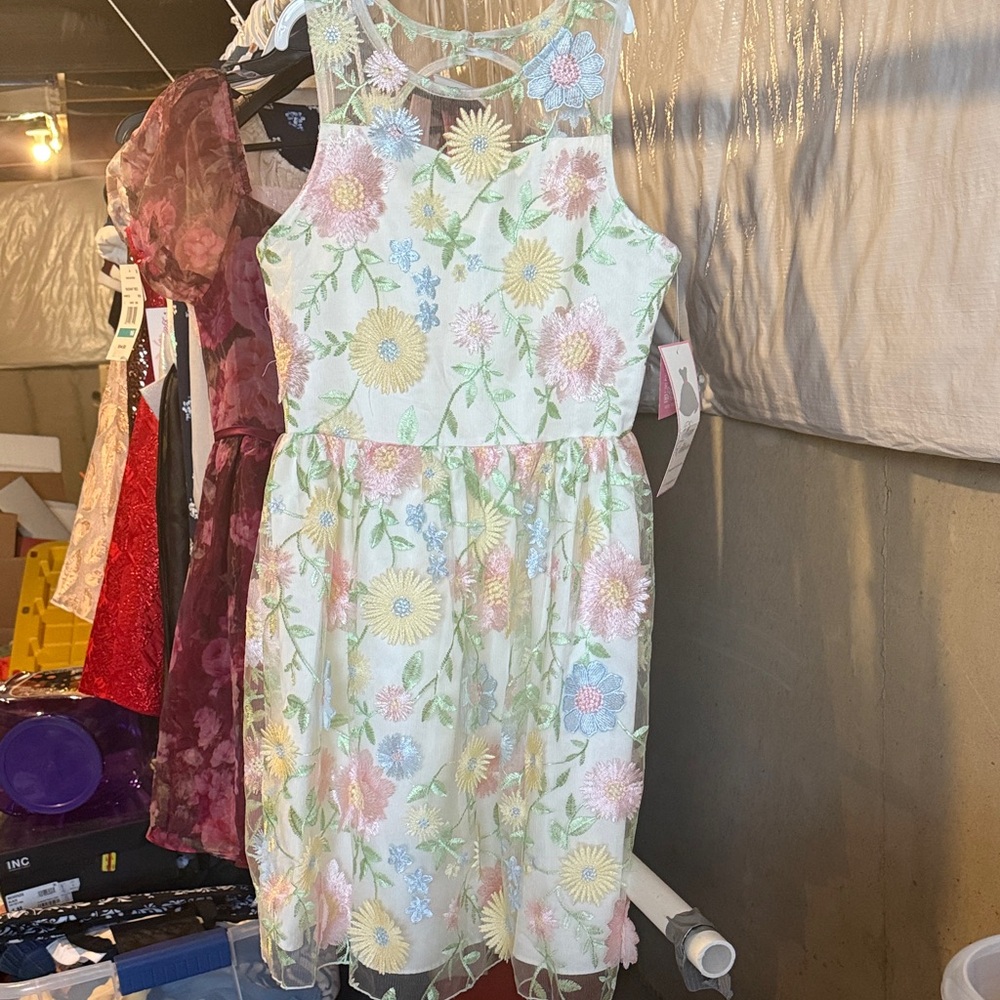 Rare Editions Pastel Floral Kids Dress